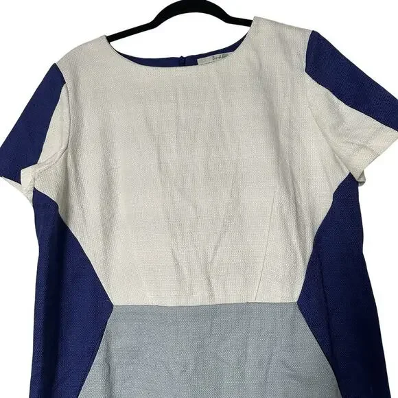 Boden Anthropologie Colorblock Blue Dress Pockets Career Sz 12 Business Stretchy - Picture 10 of 12